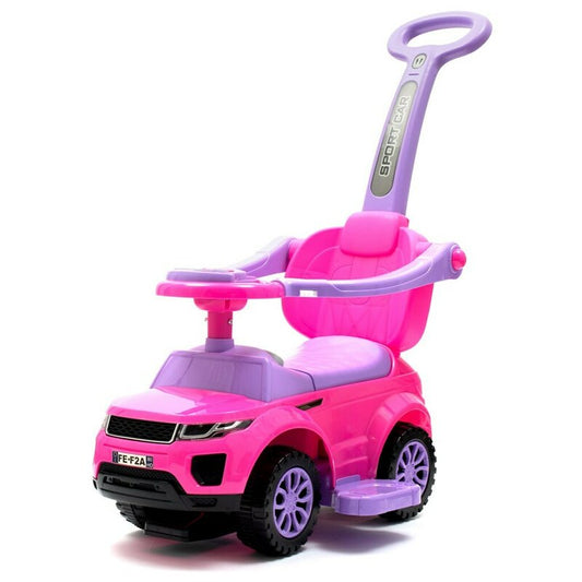 Masinuta de impins, Baby Mix, Cu maner de impins detasabil, Cu protectii laterale, Cu melodii si claxon, Cu suport jucarii sub sezut, Pink