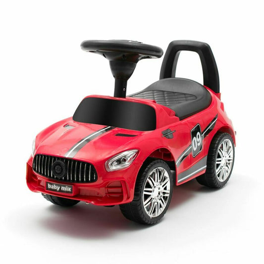 Masinuta de impins, Baby Mix, Racer, Pana la 25 kg, Cu volan, Cu sunete, Cu suport jucarii sub sezut si spatar confortabil, 12 luni+, Red