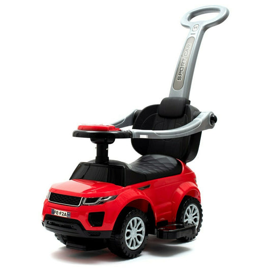 Masinuta de impins, Baby Mix, Cu maner de impins detasabil, Cu protectii laterale, Cu melodii si claxon, Cu suport jucarii sub sezut, Rosu
