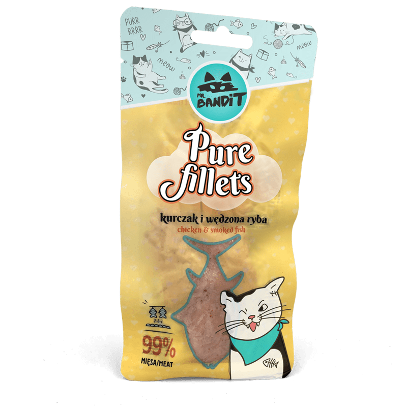 Mr. Bandit CAT Pure Fillets, pui si peste afumat, 30 g