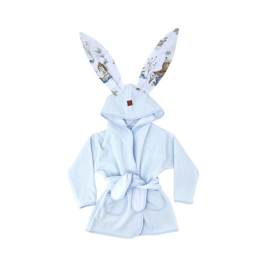Halat de baie, MimiNu, Cu urechi, 5 - 7 ani, Moale, Cu buzunare, Cu cordon, Din bumbac si thermo fleece, Materiale certificate Oeko Tex Standard 100, Design, Let's Go Blue