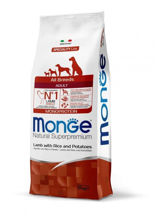 Monge Natural Superpremium Adult All Breeds, Miel si Orez, 12 kg