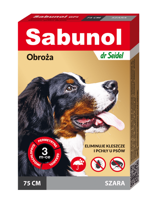 Sabunol Dog GPI, Zgarda Antiparazitara Caini 25-50 kg, Culoare Gri (75cm)