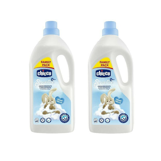 Pachet 2x balsam concentrat pentru haine, Chicco, fara coloranti si substante nocive, testat dermatologic, 60 de spalari, Sweet Talcum, 0 luni+, 1.5L