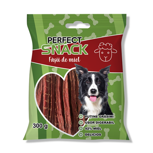 Hrana complementara pentru caini, Perfect Snack, fasii de miel, 300 g