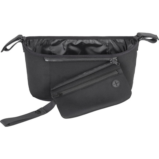 Organizator carucior, Petite&Mars, Cu buzunar frontal detasabil, Dimensiune universala, 31.5x19.5x9.5 cm, Atasare usoara cu Velcro, Negru