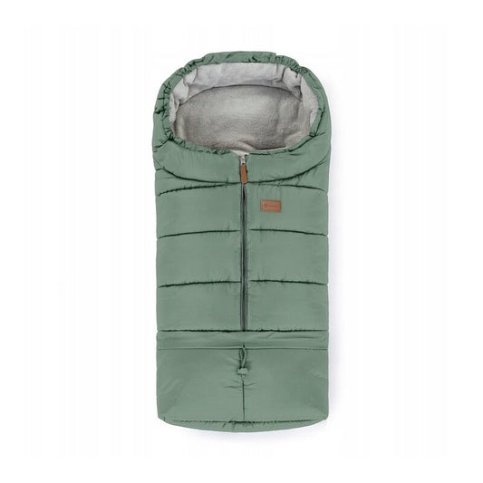 Sac de iarna, Petite&Mars, Jibot, Pentru carucior, landou sau scaun auto, 100x48 cm, Impermeabil, Cu elemente reflectorizante, Extensibil, 3 in 1, Pale Eucalypt