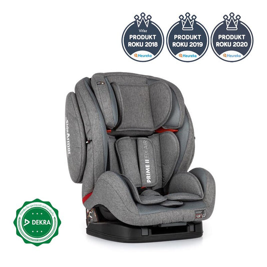 Scaun auto, Petite&Mars, Prime II, 9-36 kg, Cu Isofix si centura Top Tether, 5 pozitii pentru reglarea spatarului, Conform cu standardul european de securitate ECE R44/04, Stone Air