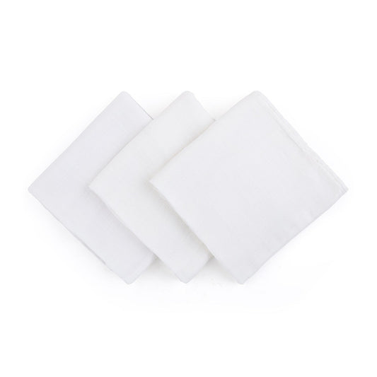 Set 3 scutece, Petite&Mars, Moussy Total White, Din muselina de bambus, Hipoalergenice, 68 x 68 cm, Certificate Oeko Tex Standard 100, Alb