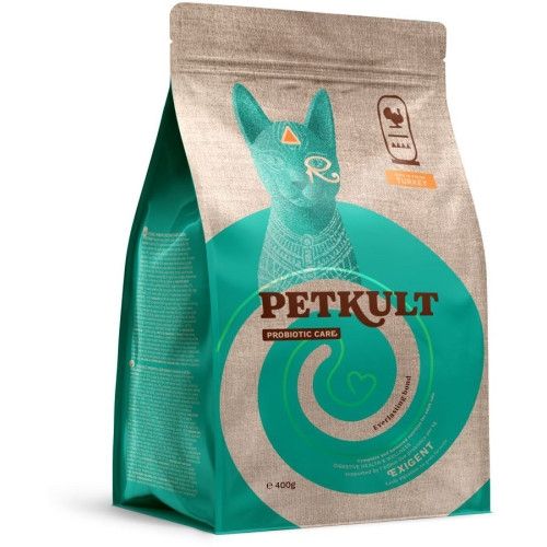Hrana uscata Petkult Probiotic Care Exigent Fresh pentru pisici, cu curcan, 400 g