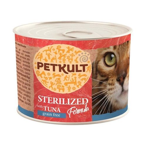 Hrana umeda pentru pisici Petkult Sterilised cu ton, 185 g