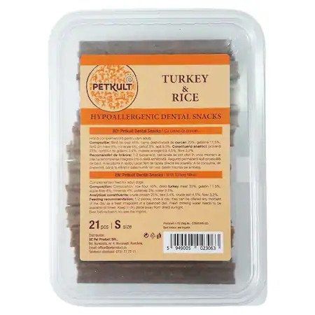 Petkult Hypoallergenic Dental Snacks, Curcan si Orez, 21 buc