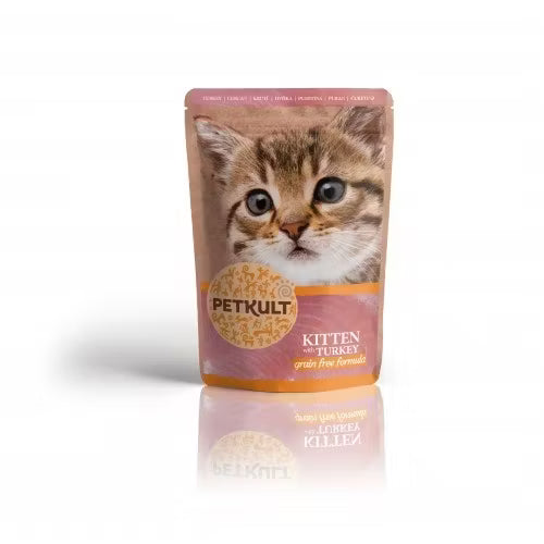 Hrana umeda pentru pisici junioare Petkult cu Curcan, 100 g