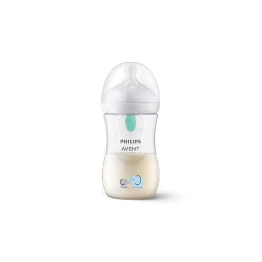 Biberon, Philips Avent, Natural Response, Cu supapa AirFree, 1 luni+, 260 ml, Fara BPA, Anticolici, Elefant