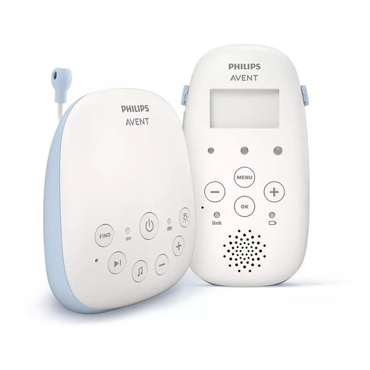 Interfon bebelusi, Philips Avent, Fara interferente, Cu lumina de veghe, Cu melodii, Cu tehnologie DECT, Pana la 24h capacitate de functionare, 0 luni+, Alb