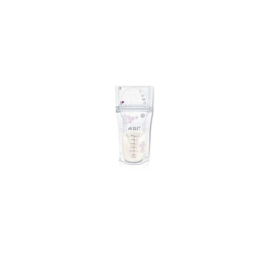Pungi stocare lapte, Philips Avent, 25 buc, Fermoar dublu, Fara BPA, 180 ml, Transparent