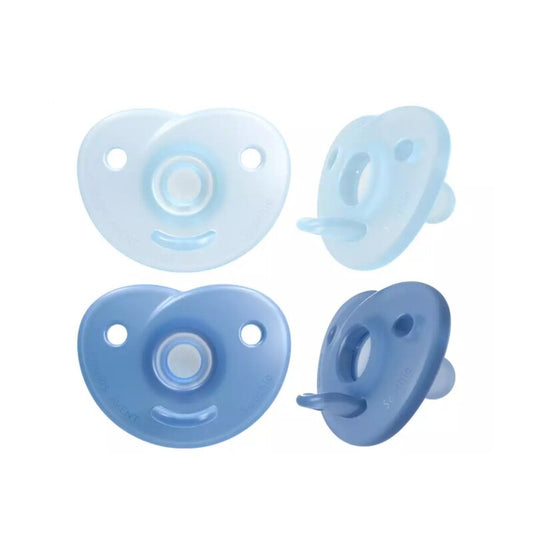 Suzete set, Philips Avent, Soothie, 2 buc, 0-6 luni, Din silicon, Includ cutie pentru depozitat, Albastru