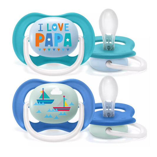 Suzete set, Philips Avent, Ultra air, 2 buc, 6-18 luni+, Din silicon, Albastru si turqoise