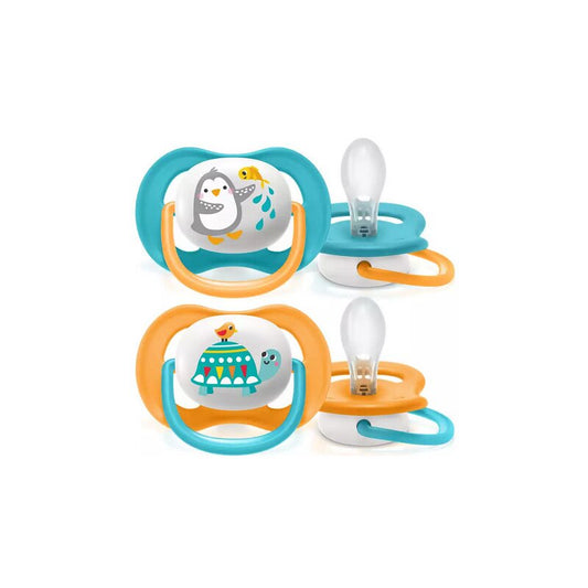 Suzete set, Philips Avent, Ultra air, 2 buc, 6-18 luni+, Din silicon, Multicolor