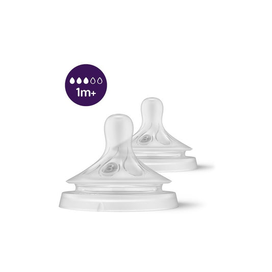 Set tetine, Philips Avent, Natural Response, 2 buc, Cu debit 3 (lent), 1 luni+, Transparent