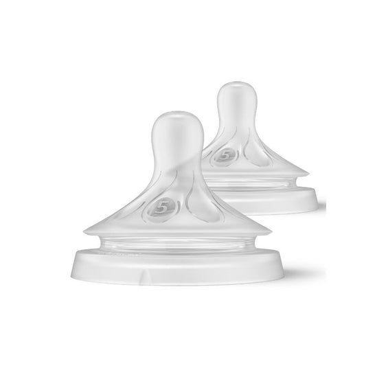 Set tetine, Philips Avent, Natural Response, 2 buc, Cu debit 5 (rapid), 6 luni+, Transparent