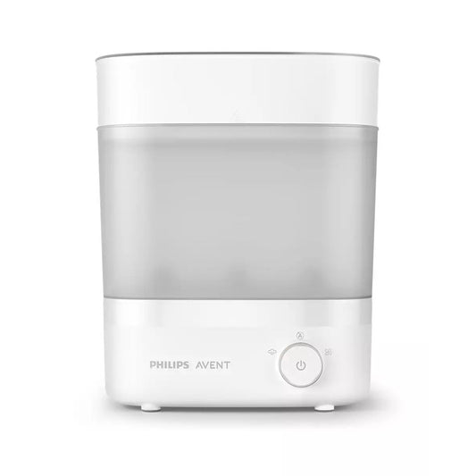 Sterilizator, Philips Avent, Premium, Gata in 40 de minute, Capacitate pana la 6 biberoane, Cu interior spatios si exterior compact, 30.4 x 19 x 37.8 cm, 0 luni+, Alb