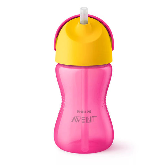 Canuta cu pai, Philips Avent, Cu supapa etansa, 300 ml, 12 luni+, Roz