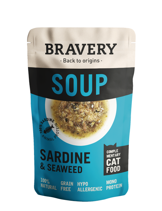 Hrana Umeda Pisici, Bravery Soups Cat, Sardine si Alge, 40 g
