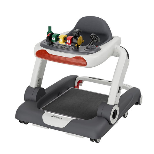 Premergator, Bebe Stars, 3 in 1, Cu panou interactiv, Cu sunete si lumini, Cu roti, Pana la 12 kg, Cu inaltime reglabila in 4 pozitii, 7-18 luni+, Conform cu EN1273:2020, EN71, CE, Grey