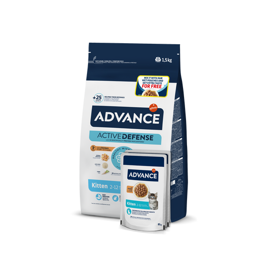 Advance Cat Kitten 1.5 kg + 2 Plicuri Kitten Pui 85 g