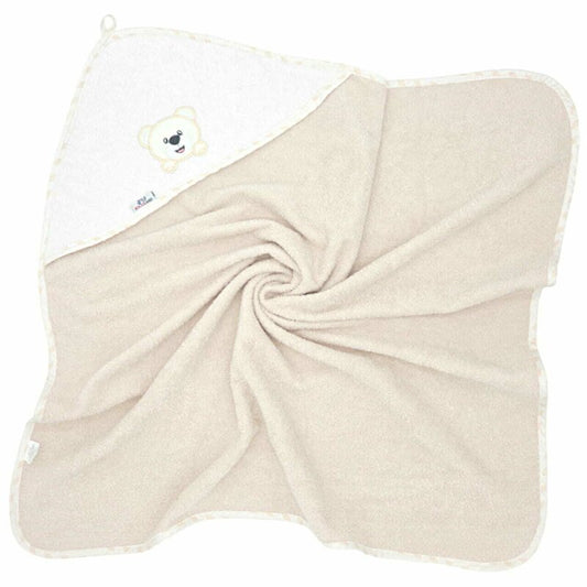 Prosop de baie, Bocioland, Cu gluga, 100% bumbac, 100x100 cm, Teddy Bear, Sand