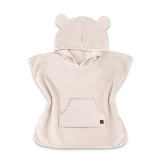 Poncho baie, Qmini, Cu gluga, buzunar si urechi, Materiale certificate Oeko Tex Standard 100, 4 - 7 ani, Beige Pink