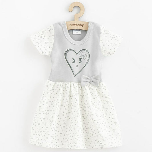 Rochita, New Baby, Cu maneca scurta, In forma de A, Din 100% bumbac certificat Oeko Tex Standard 100, Marime 68, 4-6 luni, Hearts