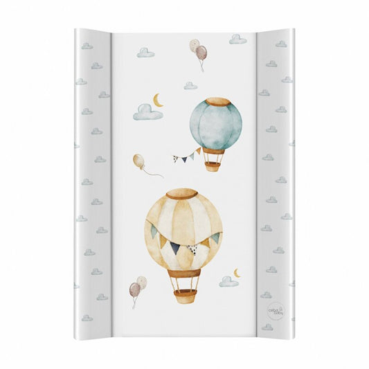 Saltea de infasat, Ceba Baby, Cu Intaritura, Pentru comode, masute de infasat si patuturi, 50x70 cm, Fara BPA, Certificata Oeko-Tex Standard 100, 0 luni+, Basic Balloons