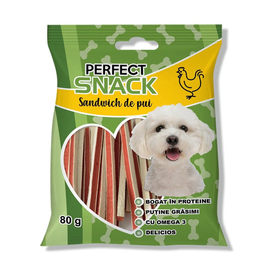 Hrana complementara pentru caini, Perfect Snack, sandwich de pui, 80 g