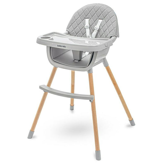 Scaun de masa, Baby Mix, Freja, Multifunctional, Pana la 15 kg, Cu tavita dubla reglabila, Cu suport pentru picioare, Usor de transportat, Conform cu EN 14988+A1:2020-07, 6-36 luni, Dark Grey