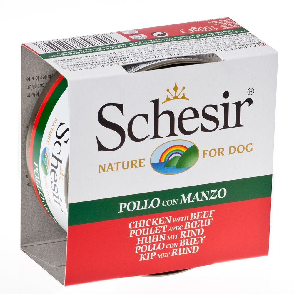 Schesir Dog Chicken with Beef, conserva, 150 g