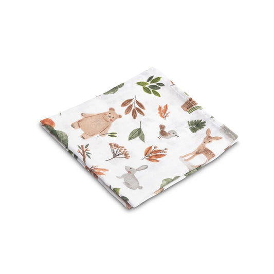 Scutec bebe, Sensillo, Din muselina, 100% bumbac, Dimensiune 70x80 cm, 0 luni+, Forest on White