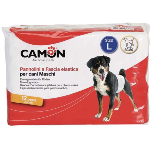 Scutece pentru caini masculi, Camon, L 60/80 cm 12 buc