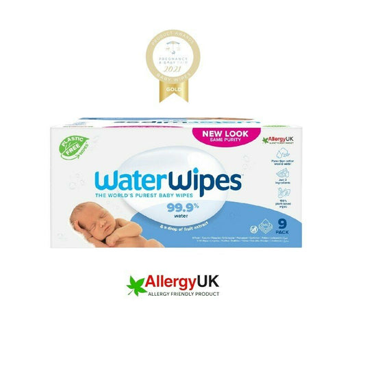 Set 9 pachete servetele umede, Water Wipes, Pentru bebe, Biodegradabile, Apa, extract de fructe, 60 de bucati/pachet, Pentru ingrijire 100% naturala, Fara alcool, plastic si parfum, 540 bucati