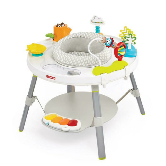 Centru de activitati, Skip Hop, Explore&More, Peste 25 activitati, In 3 etape, Cu scaun rotativ 360 grade, Include jucarii haioase, 79 x 79 x 47 cm, 4 luni+, Multicolor