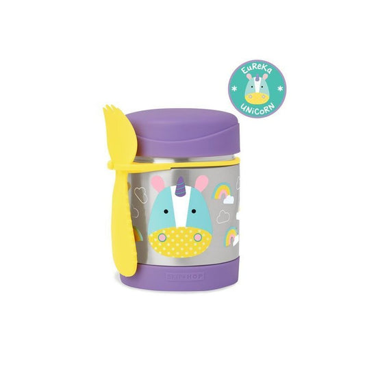 Termos, Skip Hop, Pentru alimente, Mentine cald 7h si rece 5h, Include si o lingura/furculita, Fara BPA, Conform cu standardul de securitate EN14372, 325 ml, 0 luni+, Unicorn
