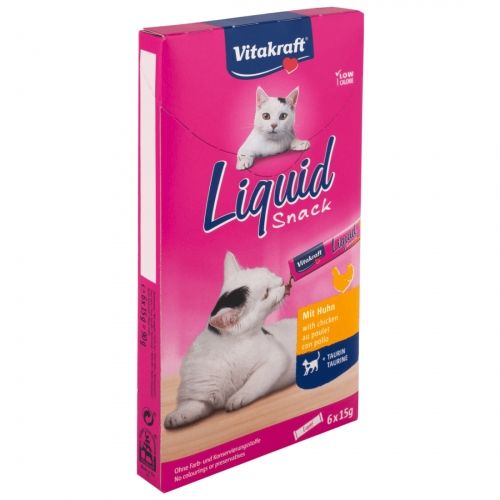 Snack Lichid Pisici Vitakraft Pui si Taurina, 6 x 15 g