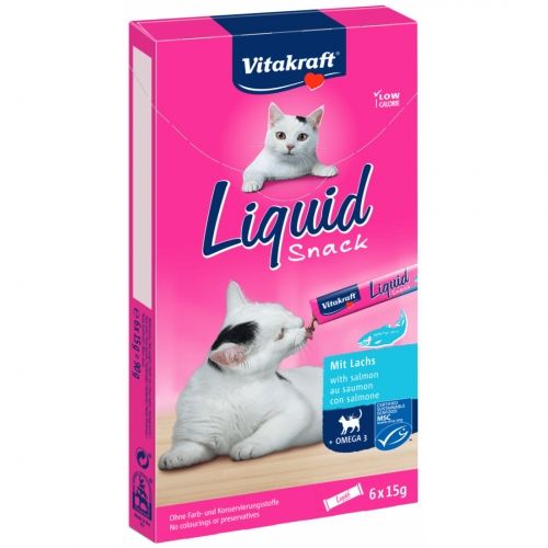 Snack Lichid Pisici Vitakraft Somon si Omega-3, 6 x 15 g
