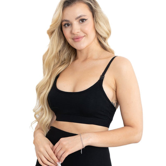 Sutien alaptat, Agnes, Din 95% bumbac si 5% elastan, Masura S, Black
