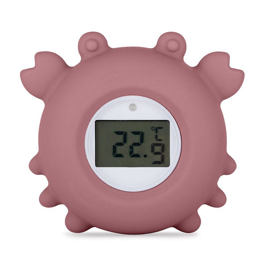 Temometru digital, Petite&Mars, Crabul Caleb, Multifunctional, Ecran usor de citit, Valoare precisa, Silicon Sigur, Avertizare temperatura, 0 luni+, Roz