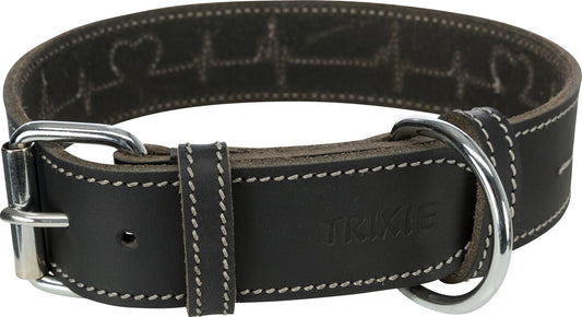 Zgarda Piele Rustic Heartbeat XL 55-56 CM/ 40MM NEGRU 18987
